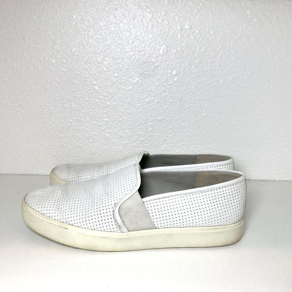 Vince Perforated Blair 5 Slip-On Sneakers Leather Shoes White 8 - Picture 2 of 8
